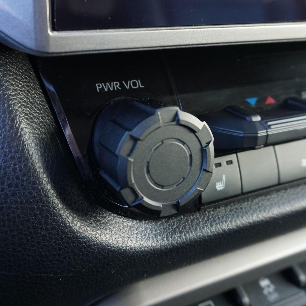 AJT Design V2 radio knob installed on a Tundra dash