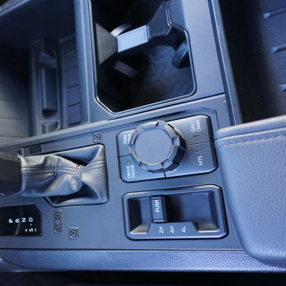 Tundra center console with the AJT Design V2 drive mode knob installed