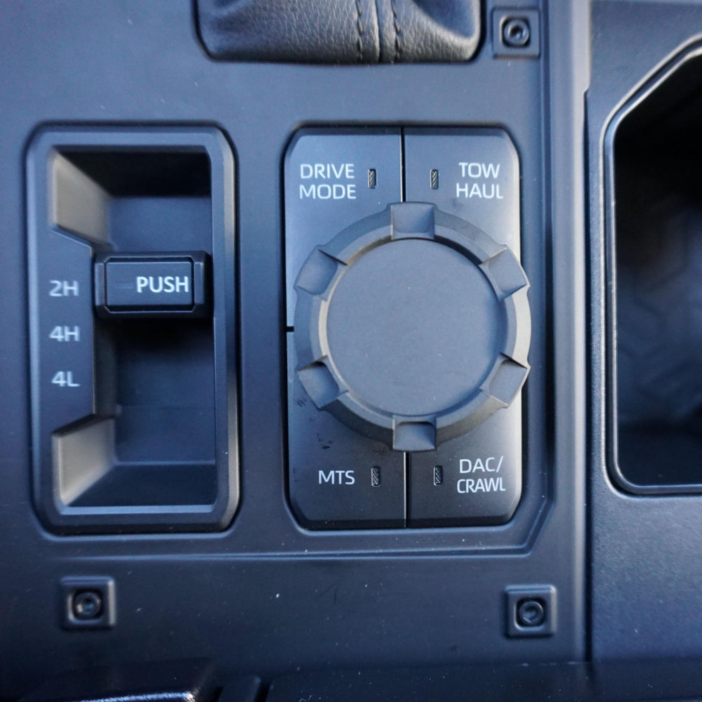 Top view of the AJT Design V2 drive mode knob on a Tundra