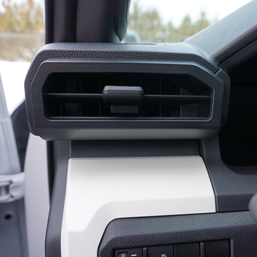 Close up of AJT Design driver side vent trim in a 2024+ Toyota Tacoma