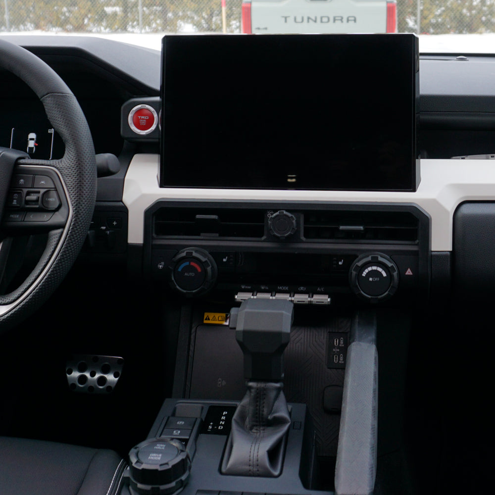 AJT Design 3 piece vent trim installed across the dash of a 2024+ Toyota Tacoma, also fits 2025+ 4Runner