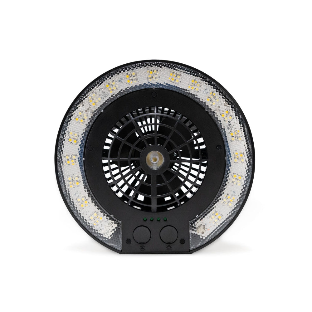 Freespirit Recreation LED fan lamp mounted inside a Toyota truck or rooftop tent