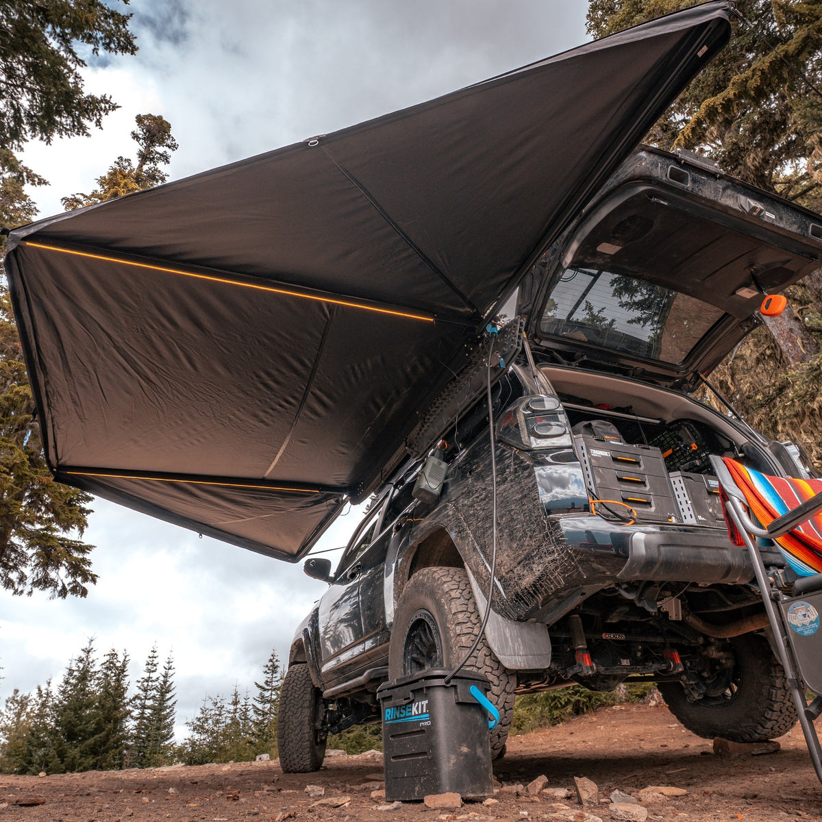 Freespirit Recreation 180 degree awning V2 mounted on a Toyota