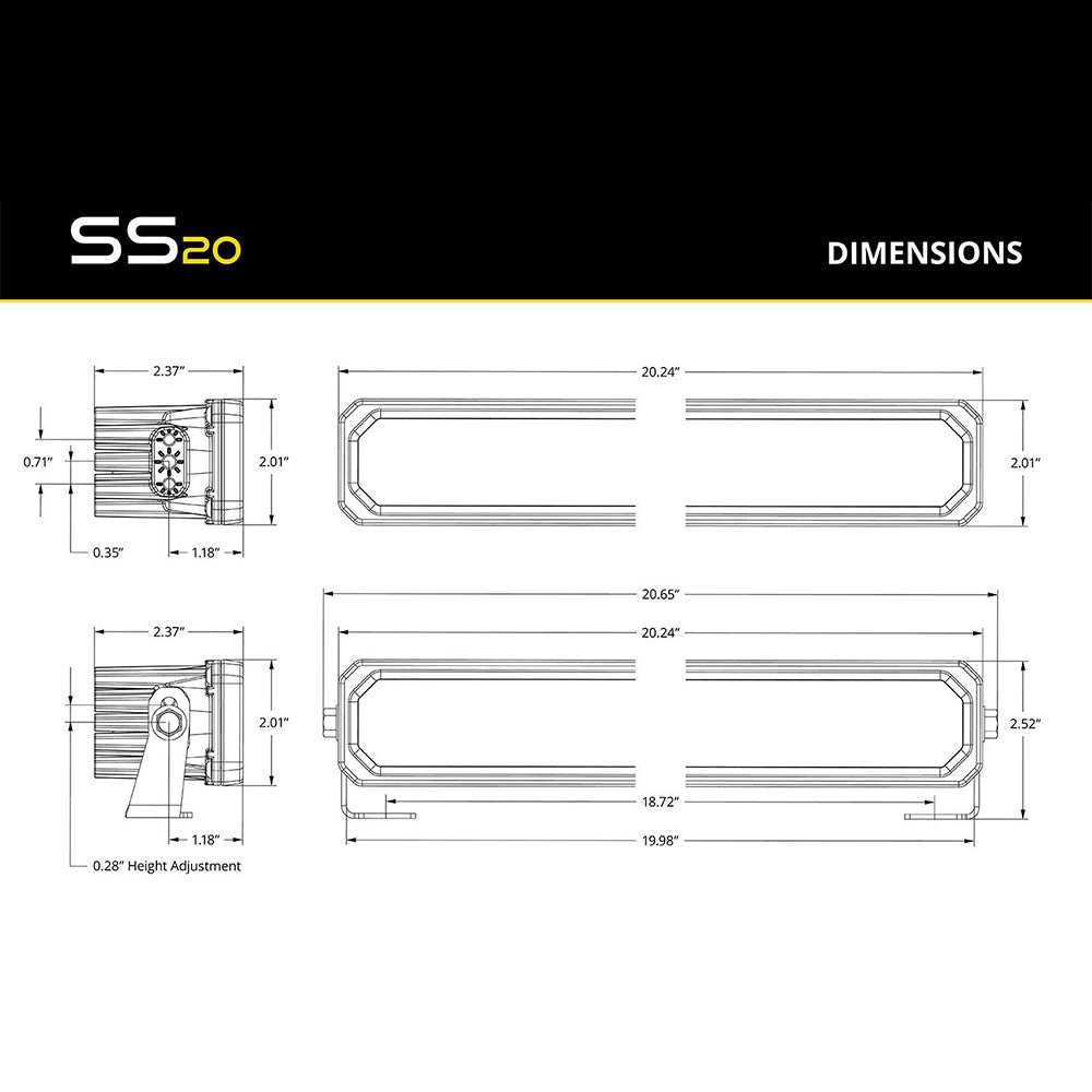 SS20 Yellow LED Light Bar
