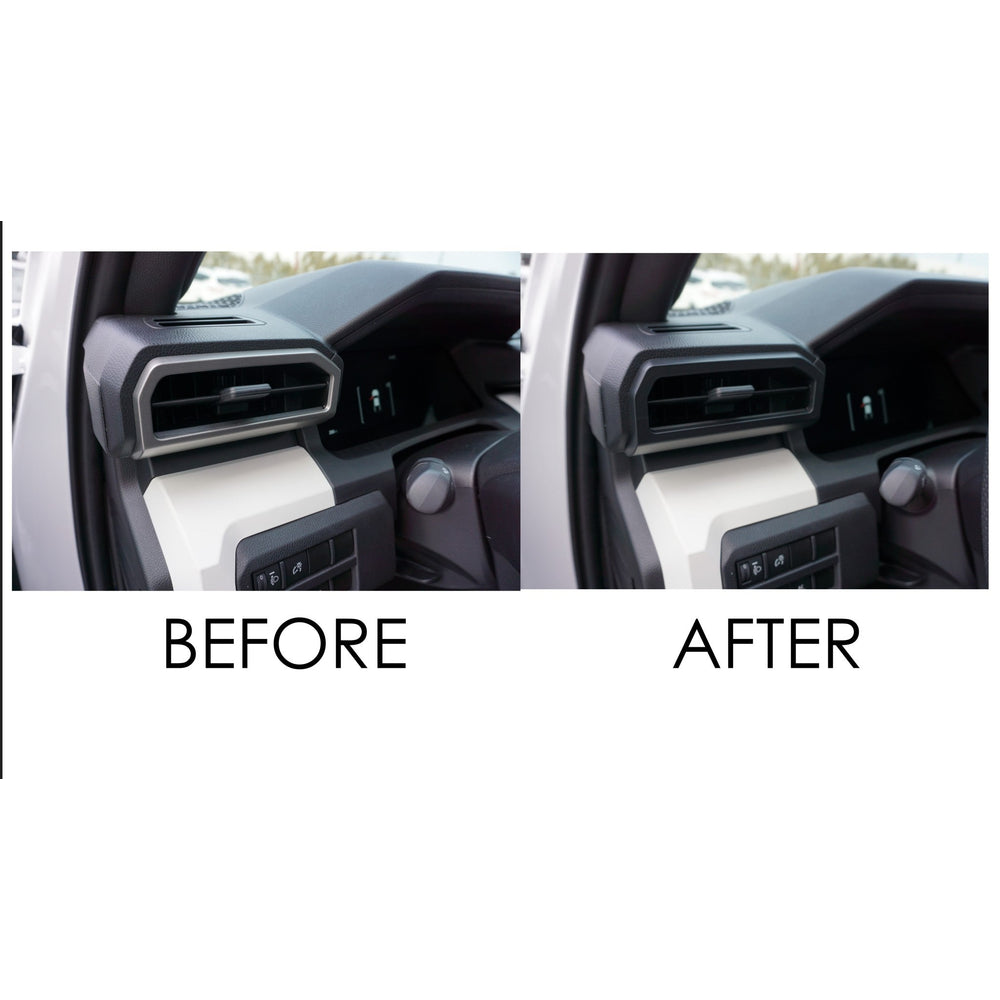 Second before and after of the AJT Design side vent trim on a 2024+ Toyota Tacoma