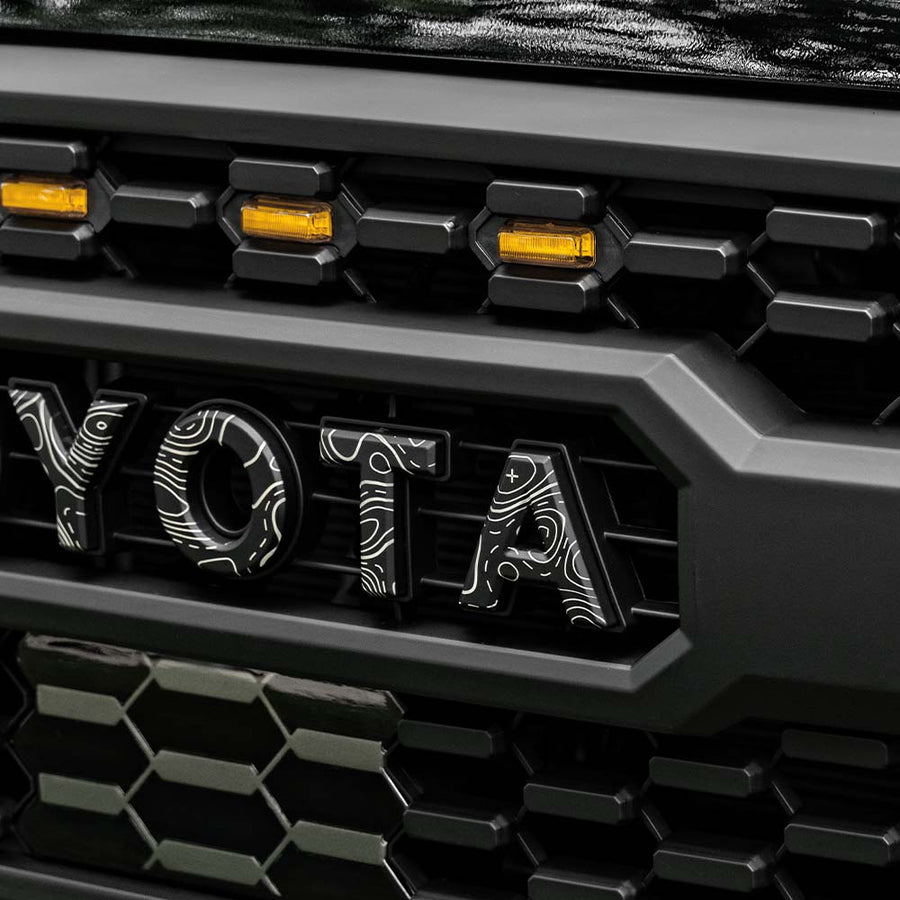 Refitfullrange Front Upper Grille For 2016-2021 Toyota Tacoma – Black Frame With Silver Molding