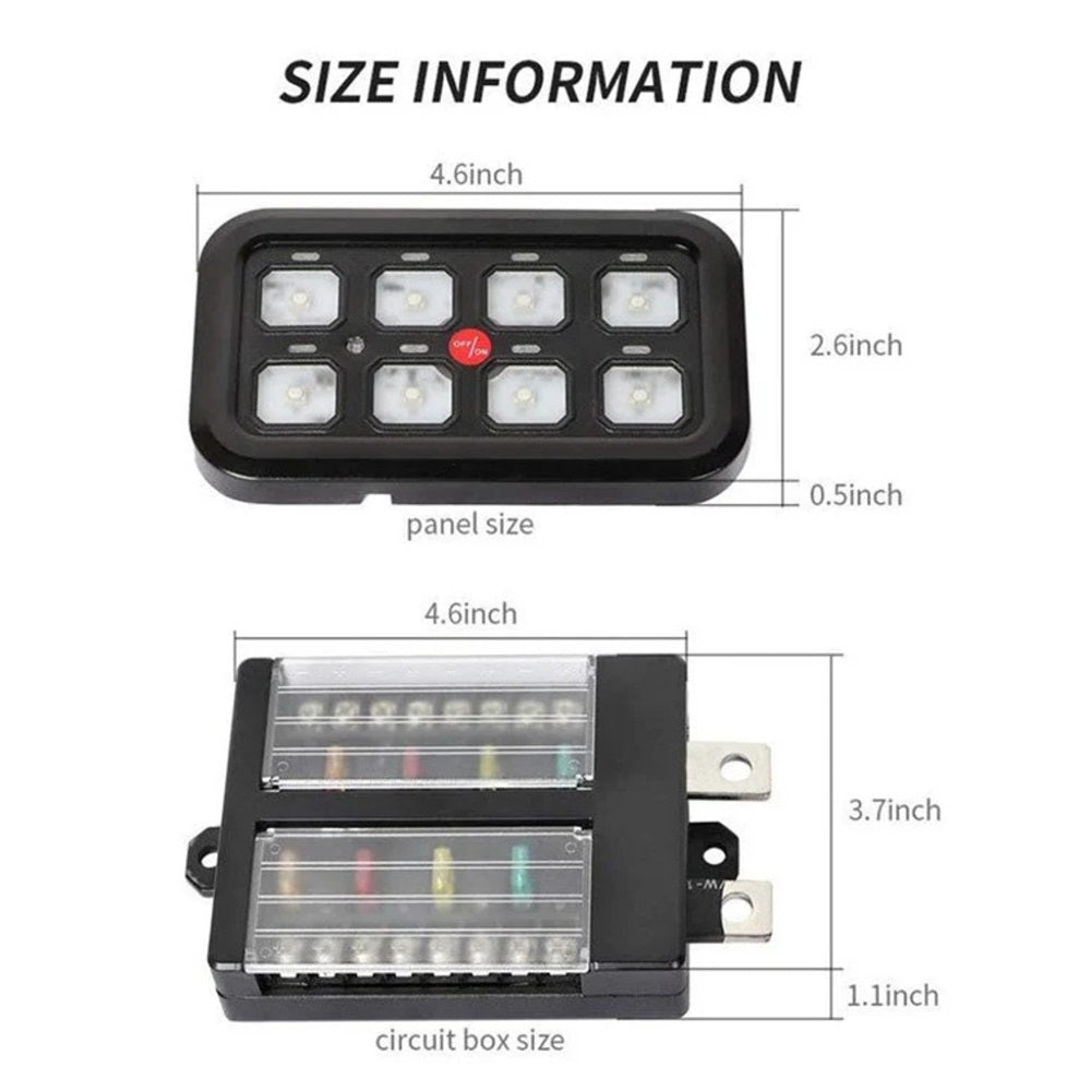 Vehicle Accessory 8 Switch Control System (Blue Backlighting)