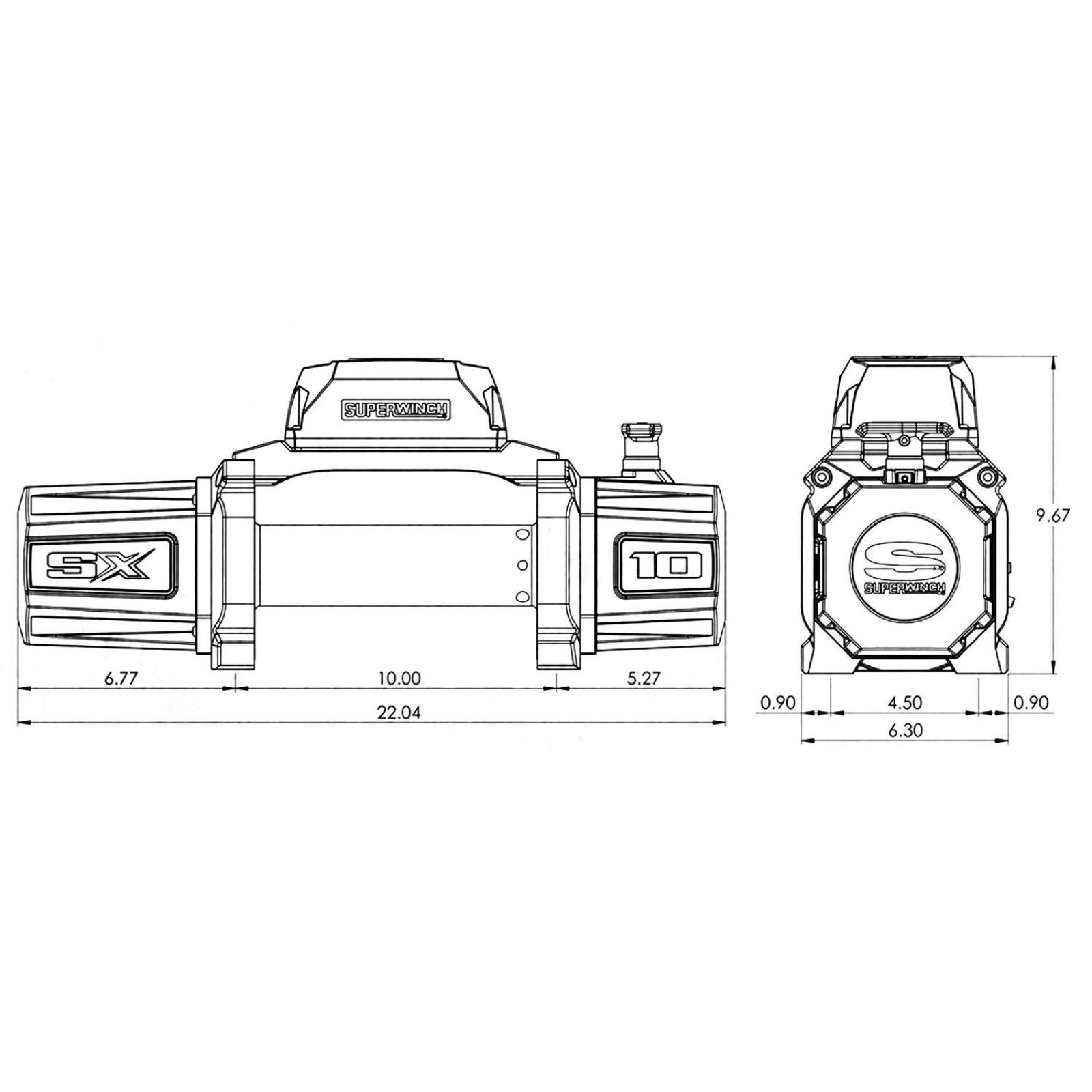 SX10 12V DC 10,000lb Steel Wire Rope Winch