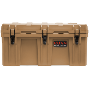 Heavy-duty ROAM 160L Rugged Case shown in Desert Tan