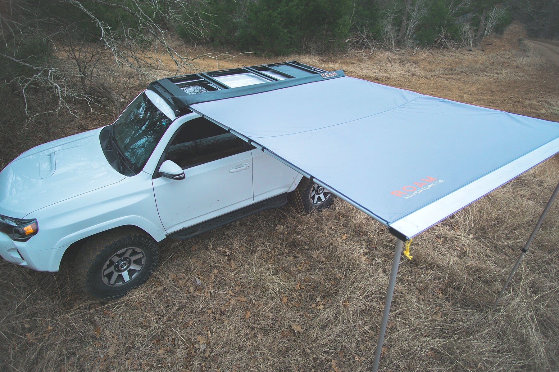 Wide rooftop awning shown on a Toyota 4Runner